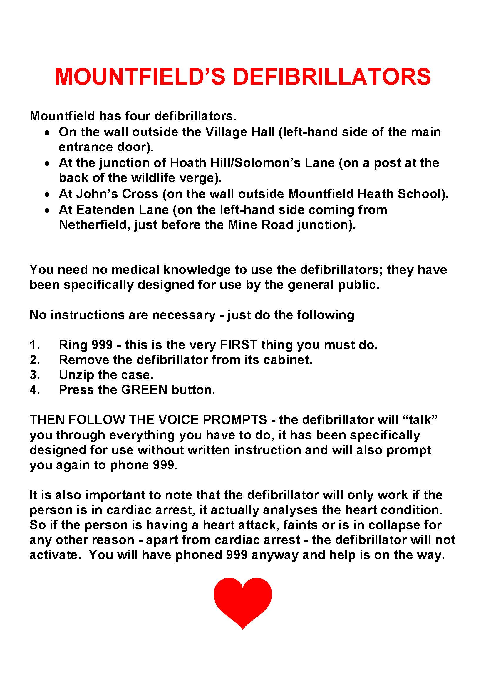 Mountfield's Defibrillators