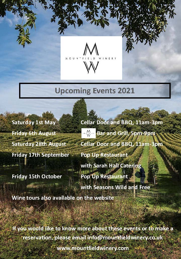 Upcoming 2021 events at the Mountfield Winery